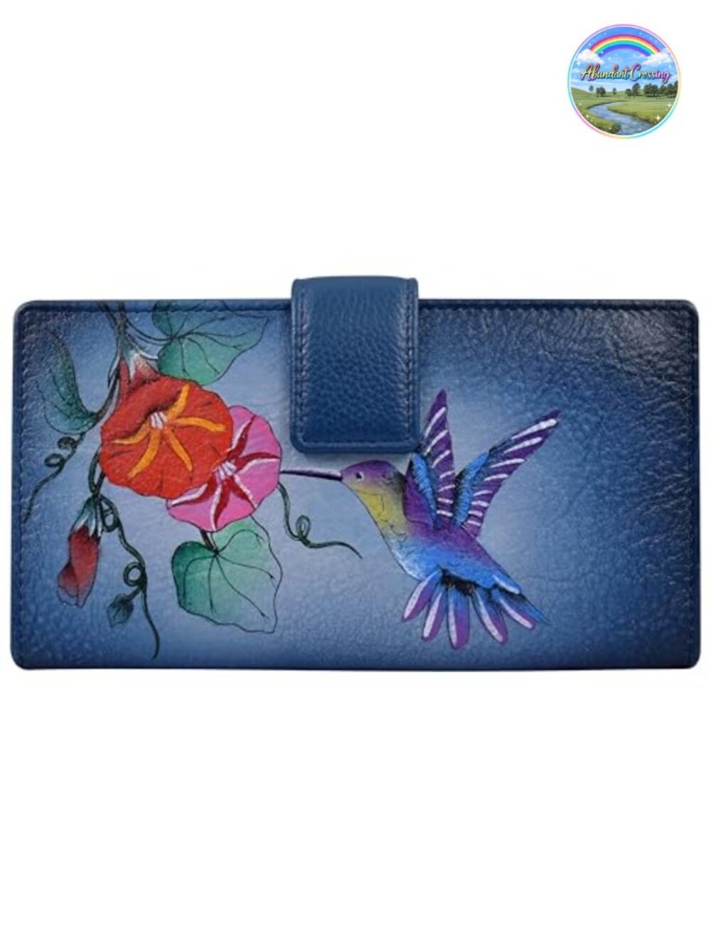 Hand Painted Genuine Leather Two Fold Organizer Wallet Women's Credit Card